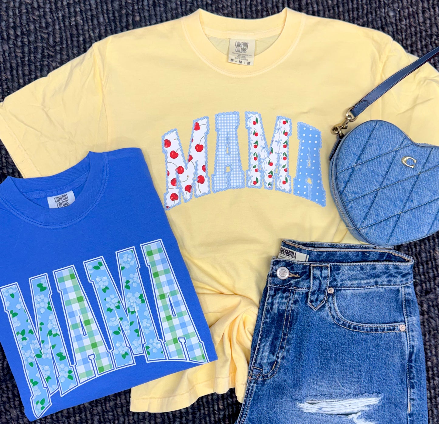 Mama Plaid Periwinkle Tee