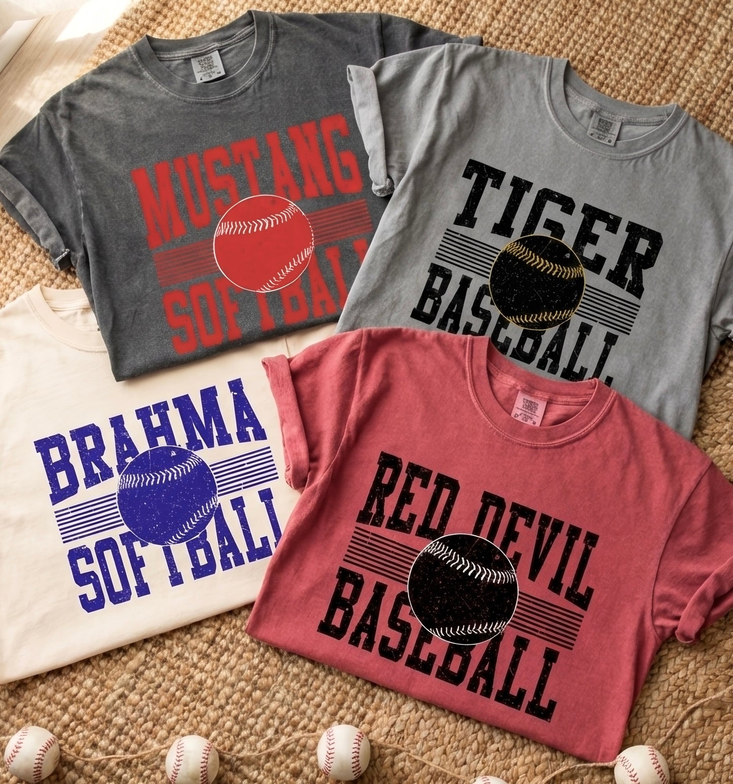 Distressed Stacked Baseball/Softball Custom Tee