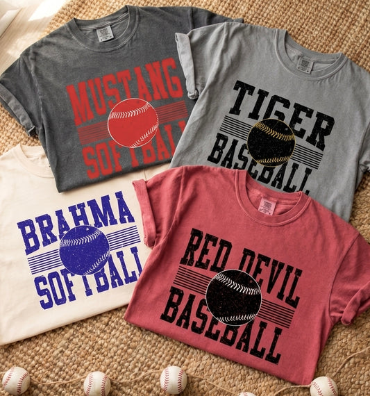 Distressed Stacked Baseball/Softball Custom Tee