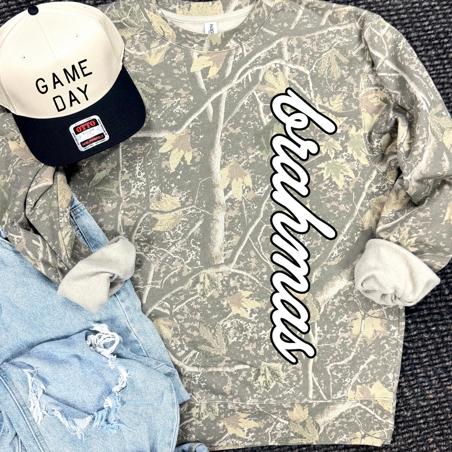 Camo Script Graphic Tee + Sweatshirt- LTD QUANTITIES