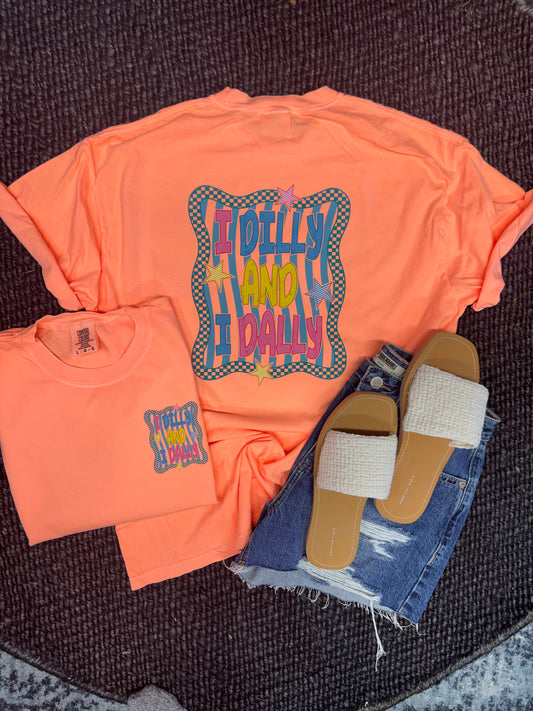 Dilly Dally neon cantaloupe Tee
